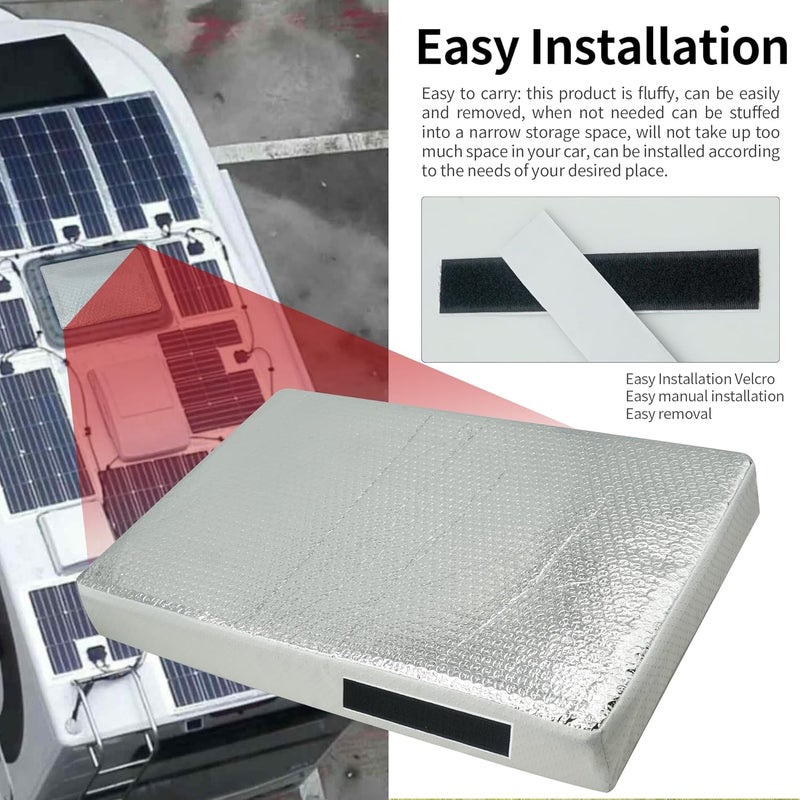 runfider 22 * 14 * 3"" RV Vent Insulator RV Skylight Cover with Reflective Surface Universal Camper Skylight Shade for Vent Inside Camper Trailer Thermal insulation in winter and summer, White - Image 4